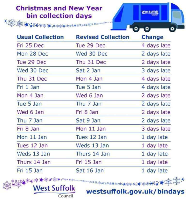West Suffolk Christmas bin collections Hepworth